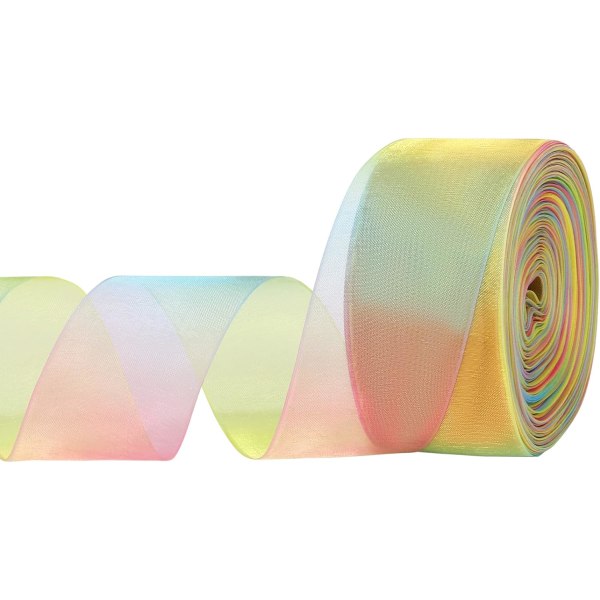 Genomskinlig organza-band 38 mm x 45 m, premium glitterband, chiffong