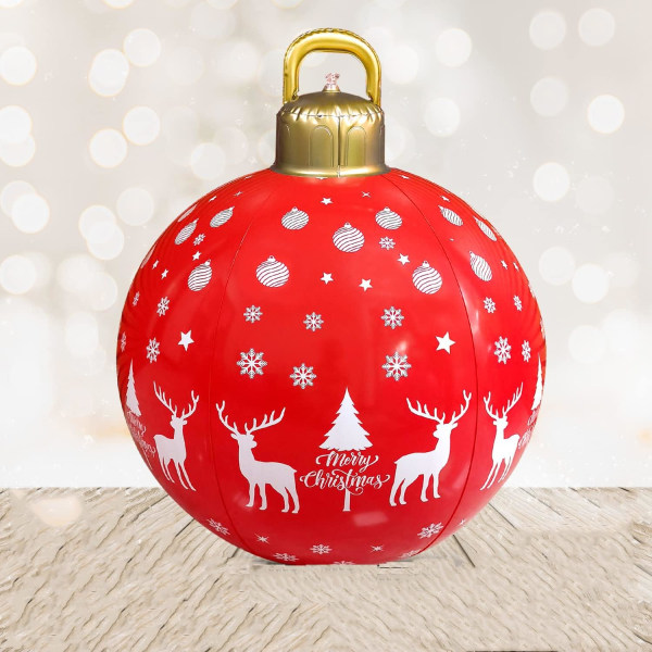 (Red A) Christmas Decorated Ball,PVC Inflatable Christmas Balls C