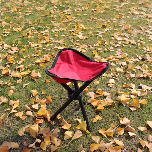 1PC Röd Liten Utomhus Fällbar Canvas Pall för Vandring, Camping,
