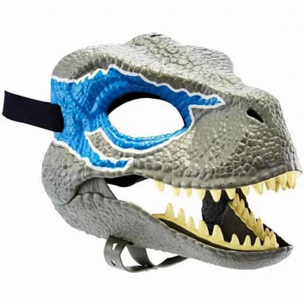 Dinosaur mask with opening jaw, eye and nose openings and secure