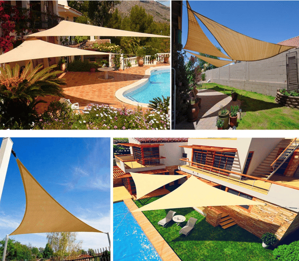 4*4*4m Vanntett Solseil Solseil Skygge Seils Markise Camping Sha