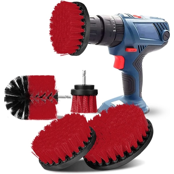 （Red） 4 Pieces Drill Cleaning Brush, Brush for Drill Car Tile Car