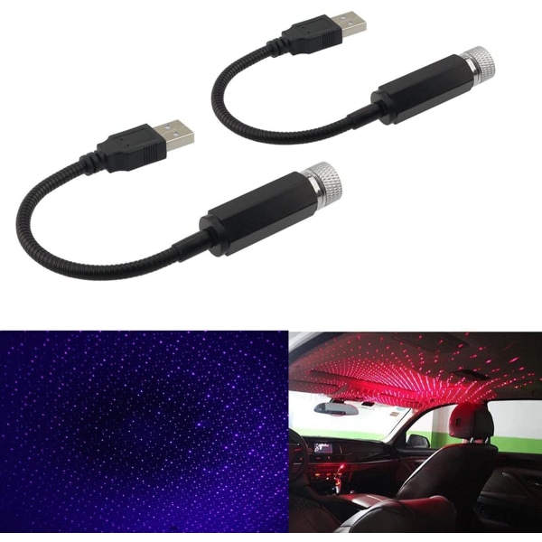 2 stk. USB-stjernelys-projektor, automatiske atmosfærelys LED-rom