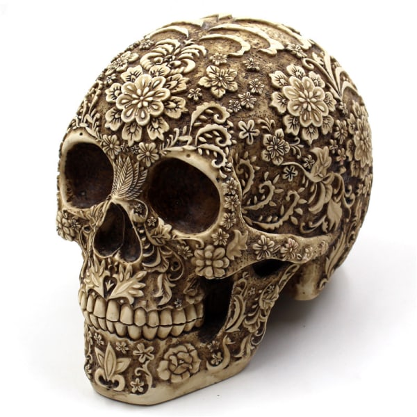 1 STK Creative Floral Skull Ornament, Resin Halloween Bar Bord Des