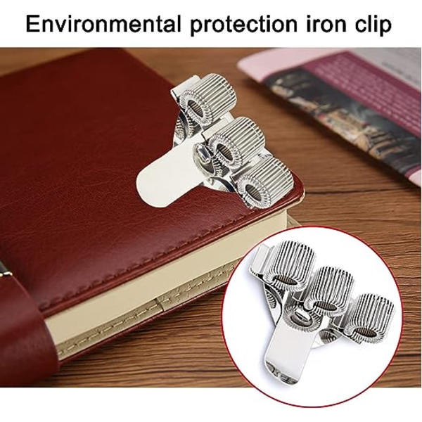 3-pack pennhållare med 3 krokar, pennfickclips, dubbel metallficka