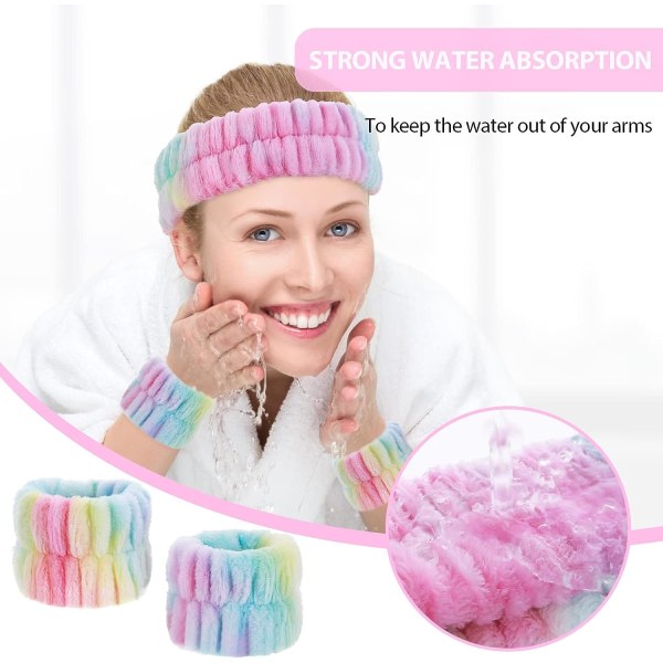 3-pack pannband för spa för handled och ansiktsrengöring, ansiktsmakeup, mikrofiber