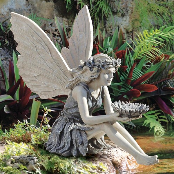 Tudor og Turek Sitting Fairy Statuette, 3D Outdoor Figures Angel