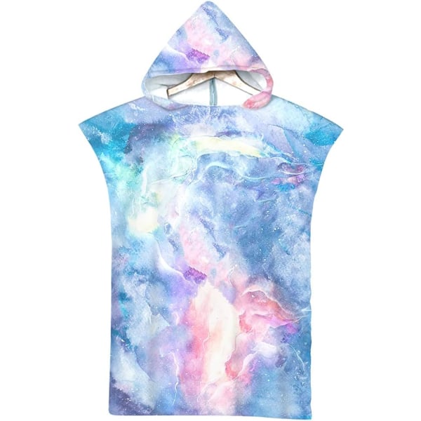 1 stk. Blå og lilla tie-dye badeponcho strandhåndklæde i stor størrelse,