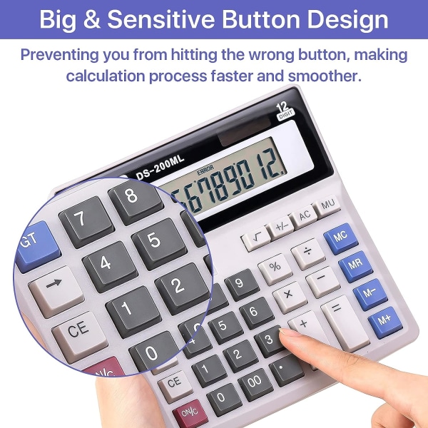 Desktop-lommeregner, 12-cifret Jumbo Basic Desktop Accounting Simpl