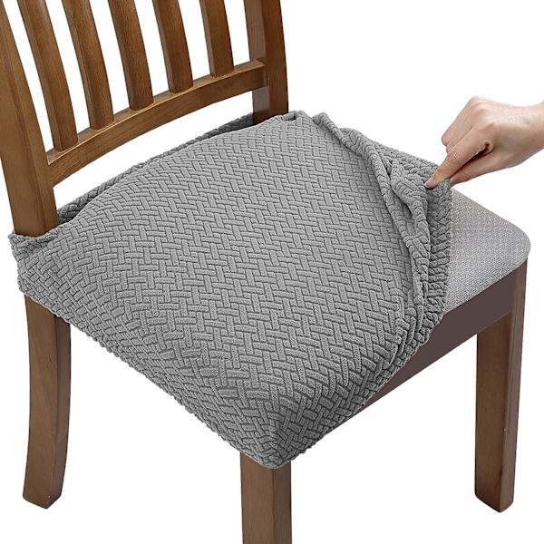 4 stk., (lysegrå) Vaskbart Jacquard-vaffel Stretch sædebetræk