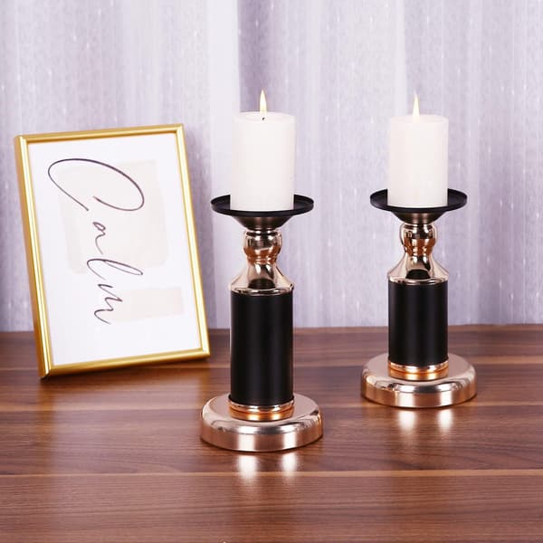 2 stk Pillar Lysestake Retro Metall Jern Lysestake Kolonne