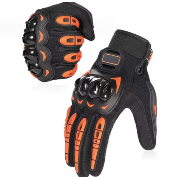 L-storlek, orange motorcykelhandskar, alla handskar med fingerpekskärm,