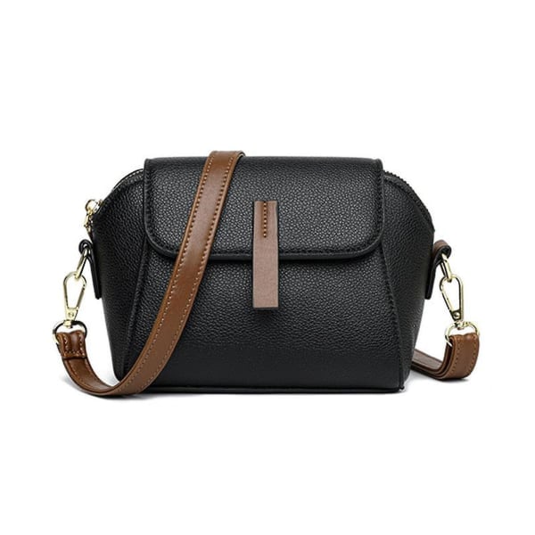 Musta pehmeä nahkainen trendikäs ja monipuolinen crossbody-laukku, olkalaukku B