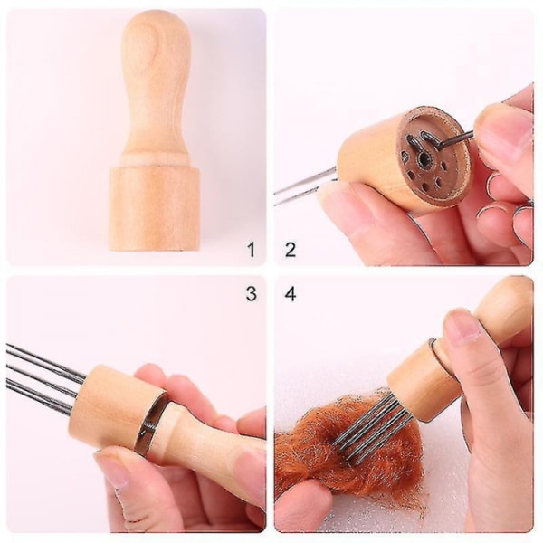2 stk. Diy filt sting punch værktøj med massivt træhåndtag filtning mo