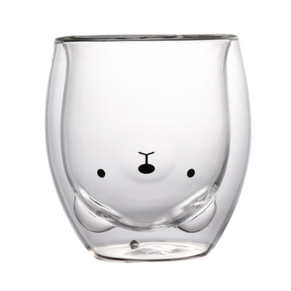 Kattbjörn glas tekopp flaskmuggar, söt kopp, dubbla väggglasögon