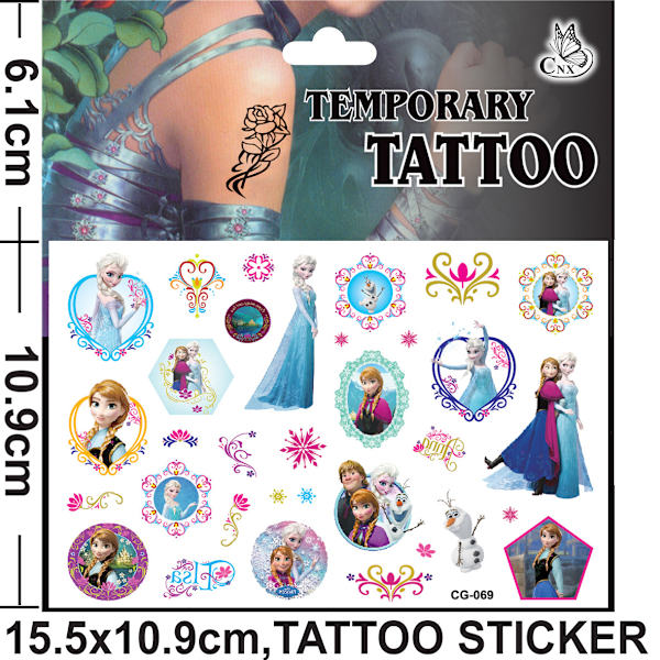Frozen-tatuoinnit - 4 kuvaa - Moniväriset lasten tatuoinnit