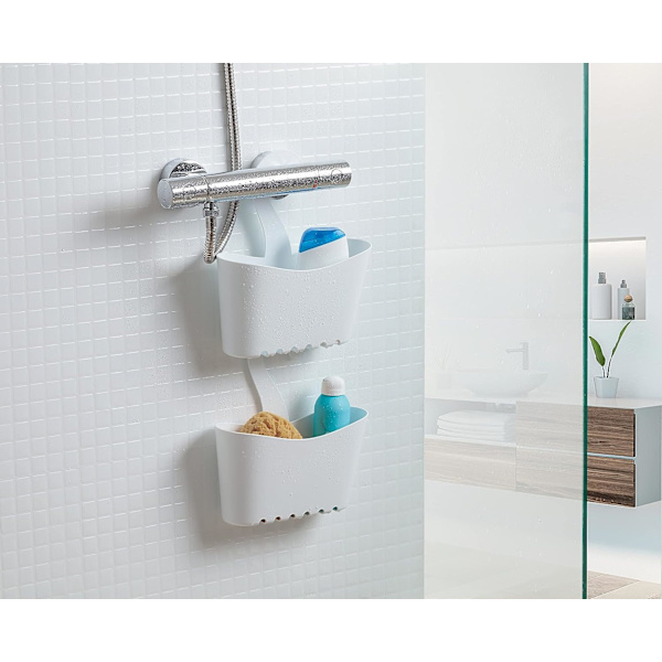 Harmaa suihkukori koukulla Mitat: 25 x 9 x 28 cm suspensio