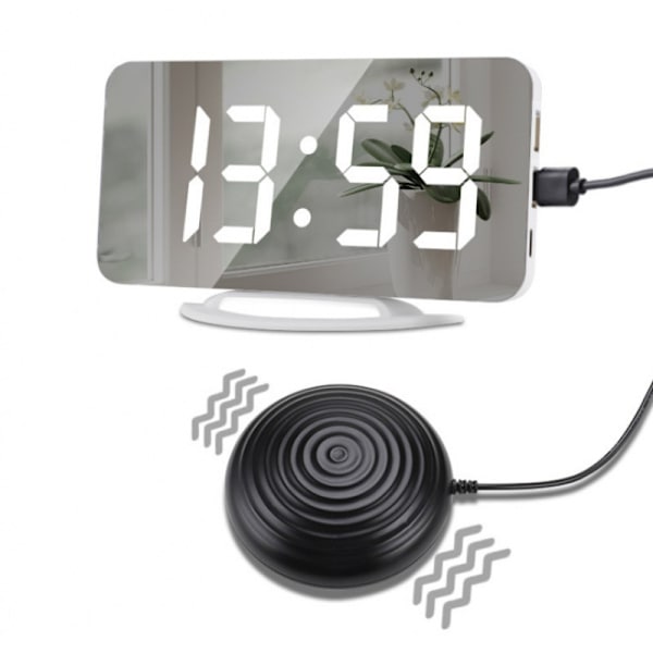Støyende digital vekkerklokke for døve, speilformet digital LED