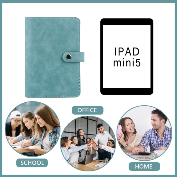 Retro blå set, A6 pärm PU mjukt läder anteckningsbok kontantbudget ma