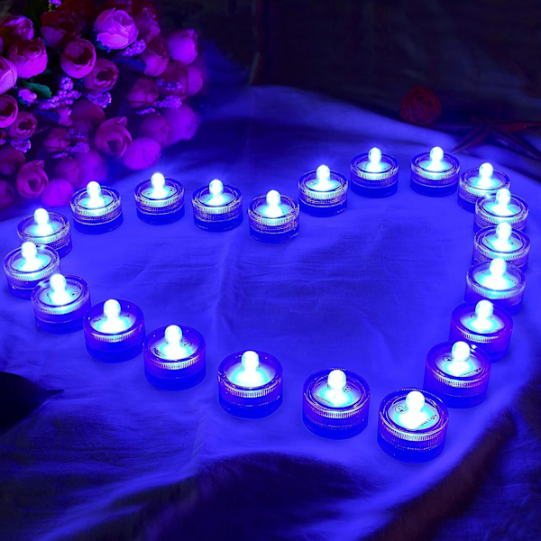 Blå Vattentät Undervattens Rund Mini LED Tealights Nedsänkbar
