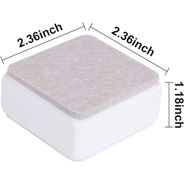(6*6*3cm), Kulstofstål møbelforhøjer 3cm, Hvid firkantet kulstofstål