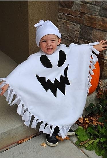 Unisex Børne Spøgelse Kostume med Hætte til Halloween