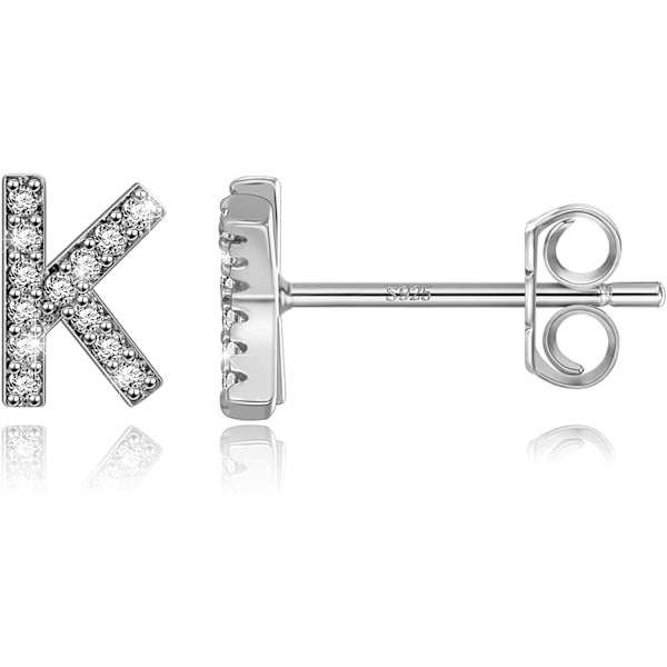925 Sterling Silver Initial Örhängen för Flickor - Vitguldpläterad
