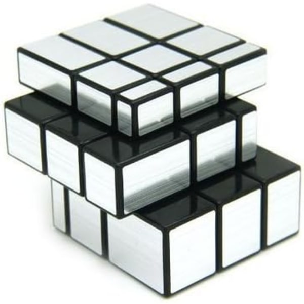 3x3x3 Speil Speed ​​Dice Puzzle Svart Kropp + Sølv Klistremerke (Sil