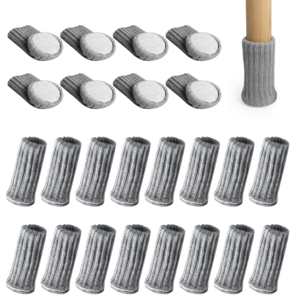 (grå) 24 styks strikkede stolefodsbetræk, fortykket slid-res