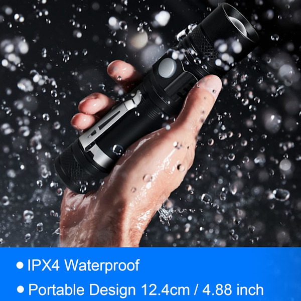 Taskulamppu, 1000 lumenia USB-ladattava LED-taskulamppu, 4