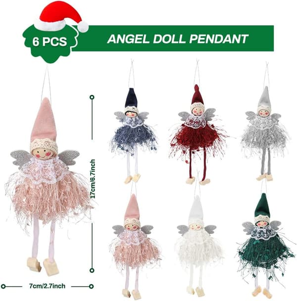 6 Pakke Engel Hengepynt Julepynt Mantel Vindusdekor
