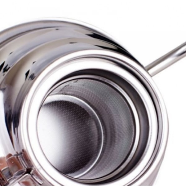 (Silver) Rostfritt Stål Svanhals Kaffe Kanna, Bambu Design, Dri