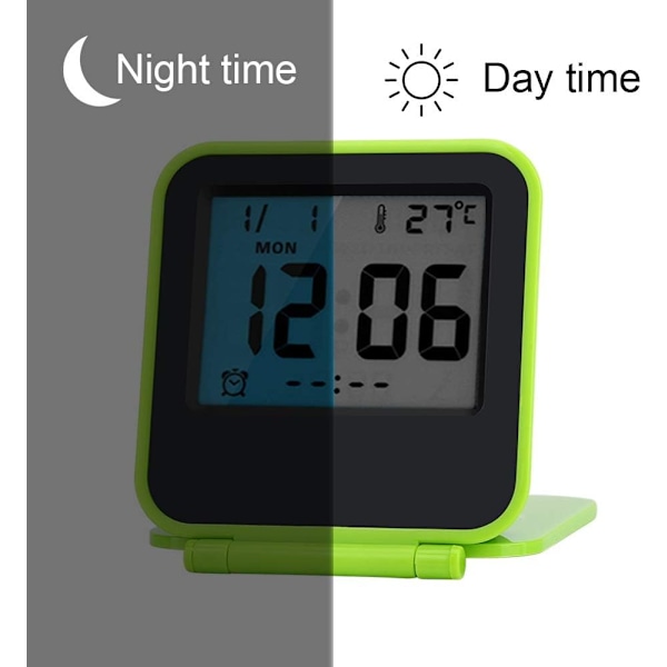Digital resealarmklocka, Mini hopfällbar bärbar alarmkalender