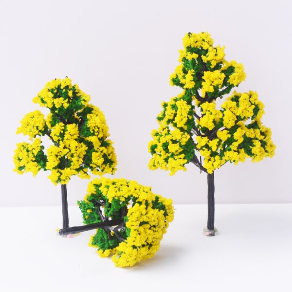 Set med 40 blandade miniatyrträd, tredimensionell modelltillbehör