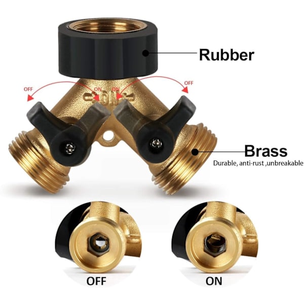 2-veis kranavleder for hageslange, 3/4\" splitter for å koble til 2