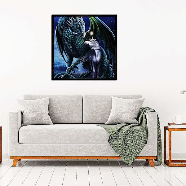 Dragon 5D Diamantmålningssats för vuxna, Unicorn DIY Full Rhines