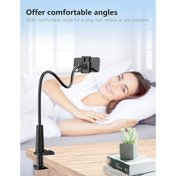Telefonholder med svanehals, foldbar telefonholder 360° rotation