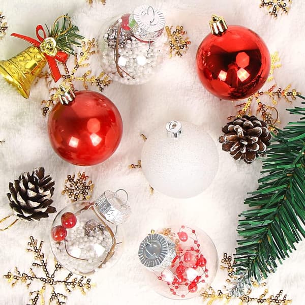 6CM Røde Julekuler, 30 Pakk Julekuler Plast Ornament