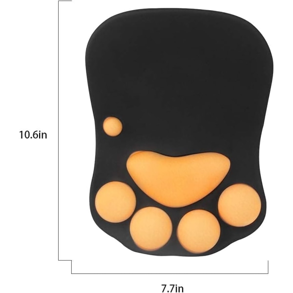 Musematte med kattepote og håndleddstøtte, bærbar sklisikker ergonomisk musematte