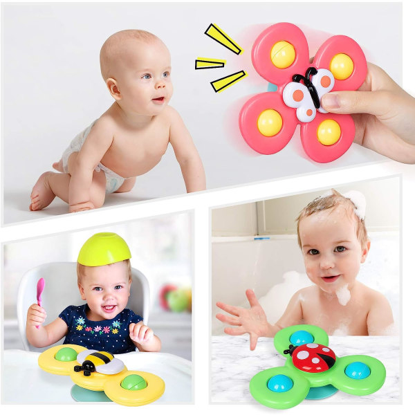 3-pakks Sugerkopp Spinnende Topp Leke - Babygaveidé