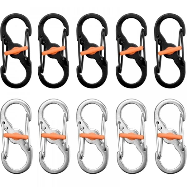 10 stk Små Karabiner i Rustfritt Stål - Små Karabiner - Mi