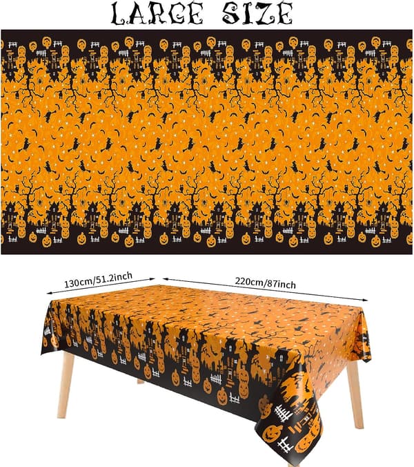 1 stk. Orange Spooky Pumpkin Rektangulær Plast Halloween Dug