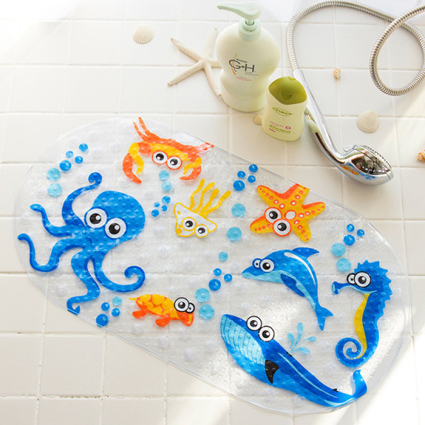 69x38cm，Cartoon Bath Mat, Non-Slip Bathtub Mat with Suction Cup S