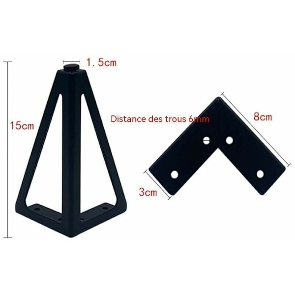 4 stk. udskiftning møbelben i sort metal 15 cm møbelben f