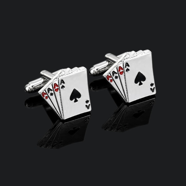 2-pack manschettknappskort Ess, Spader, Ruter, Hjärter, Klöver, S