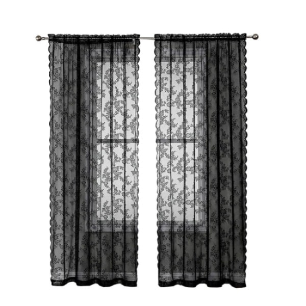 Sorte blondegardiner 2 stk. Sort 100 x 200 cm