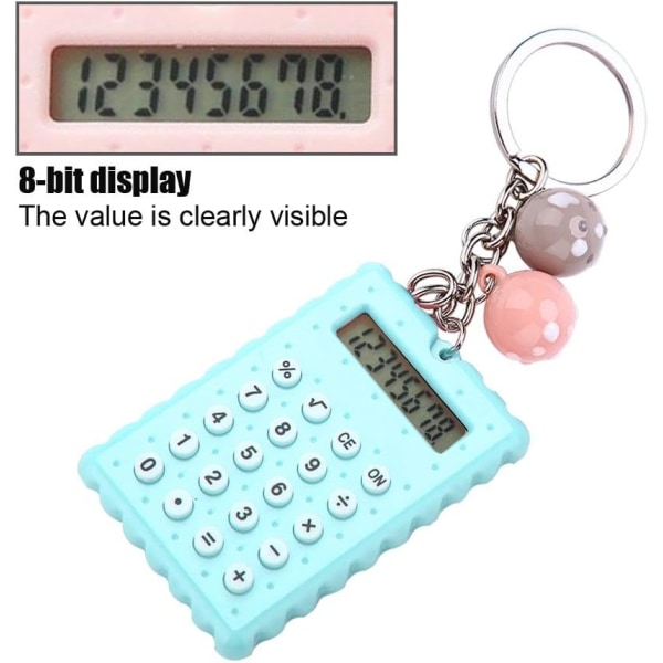 Bærbar minikalkulator, 2 i 1 kjeksform håndholdt kalkulator