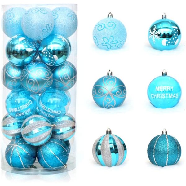 En bit 24 6cm/2.36\" obrytbara plastjulgranskulor (Bl