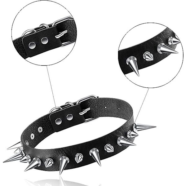 Kule Punk Choker Hjerteform Biker Lær Studded Chok for Kvinner og Menn
