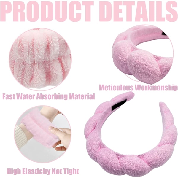 Mikrofiber Vask Armbånd, Svampe Pandebånd til Ansigtsvask, Fac